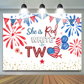Lofaris She Is Red White 2nd Happy Independence Birthday Backdrop